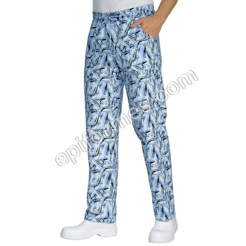 Pantalón  cocinero estampado peces