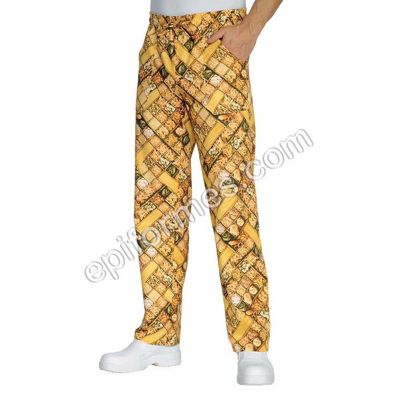 Pantalón  cocinero estampado pastas