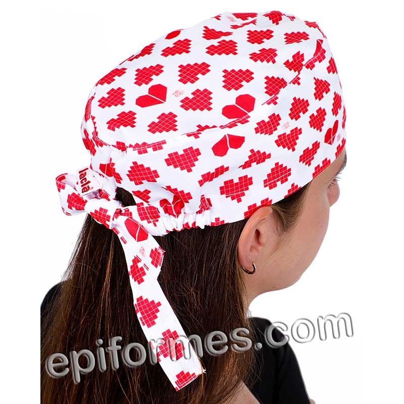 Gorro cirujano corazones rojos