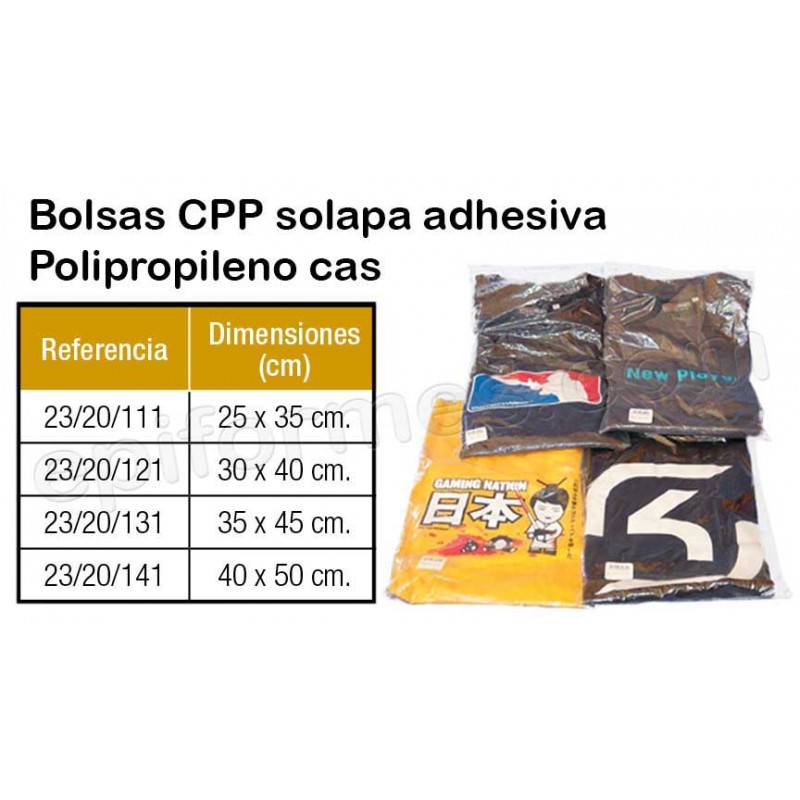 1000  Bolsas CPP con solapa adhesiva (Polipropileno cast)