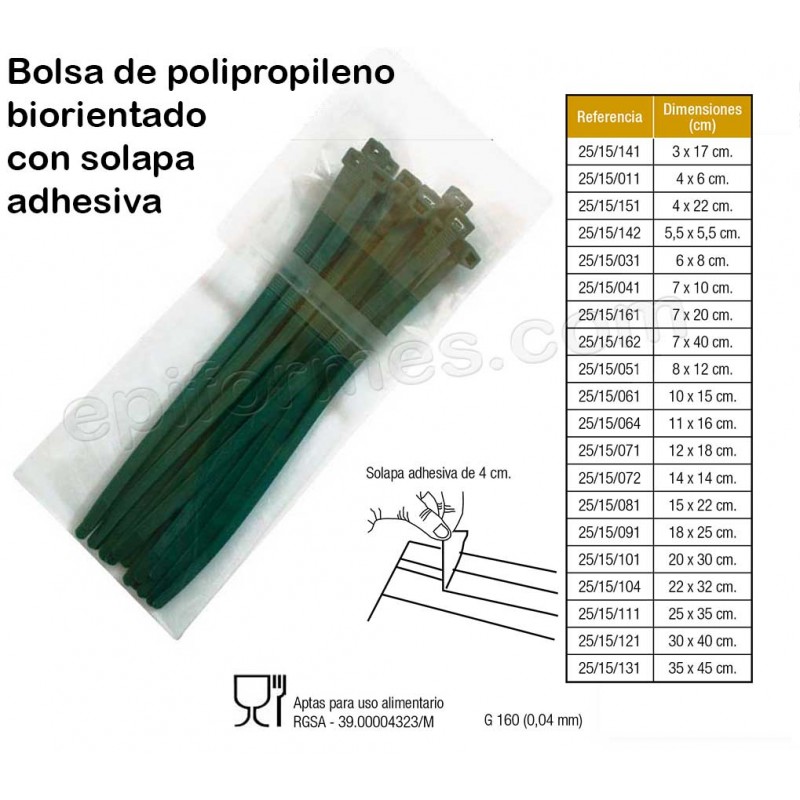 1000 Bolsas polipropileno biorentado con solapa adhesiva