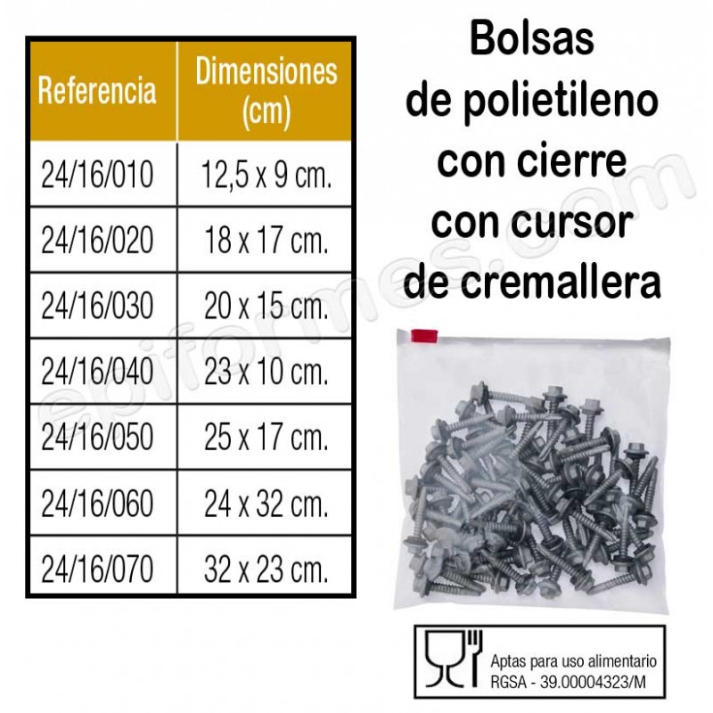 1000 Bolsas polietileno con cremallera