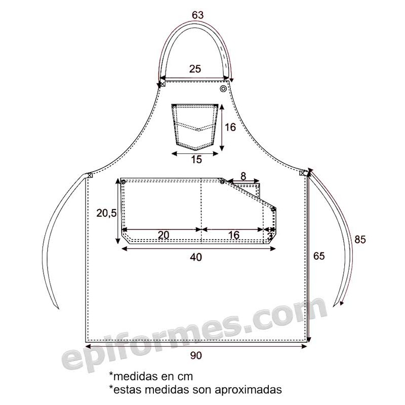 Delantal con peto tejano combi