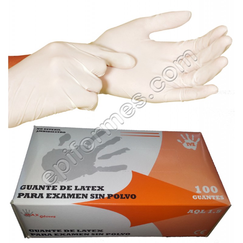 Estuche de 100 guantes de latex con o sin polvo