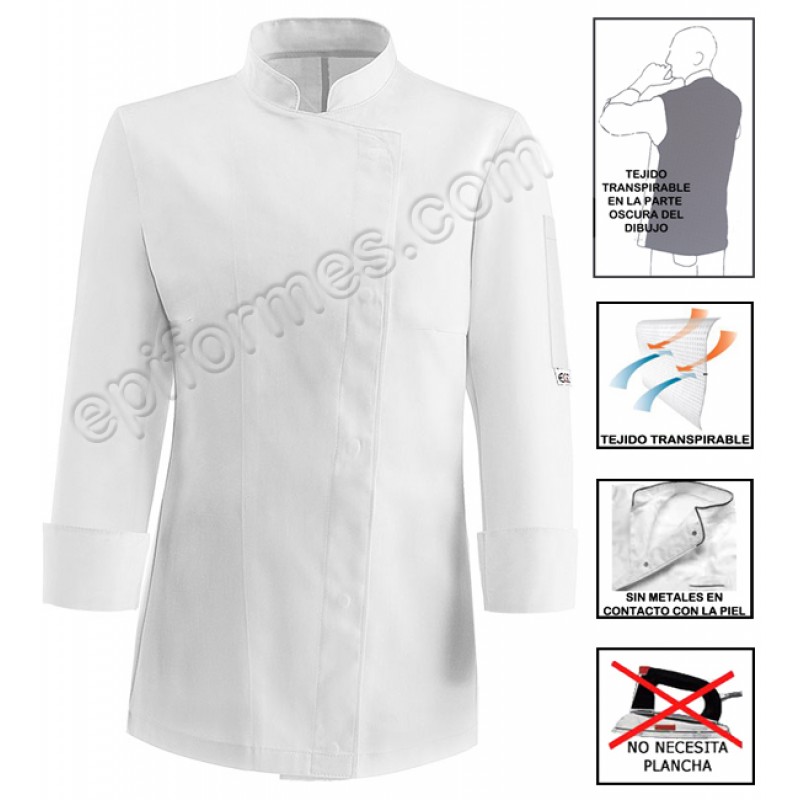 Chaqueta cocina Easy blanca manga larga