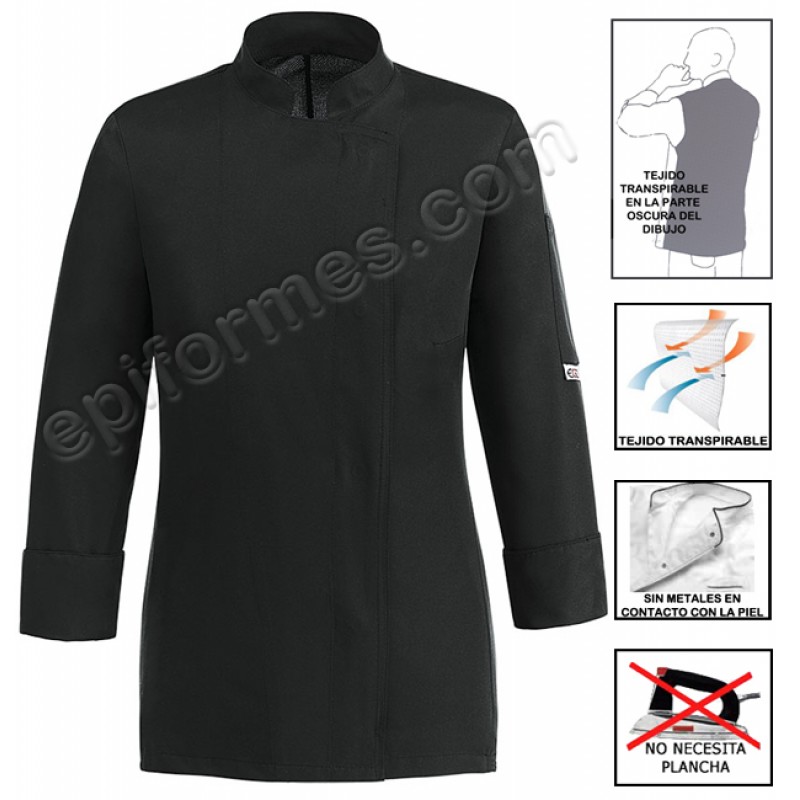 Chaqueta cocina Easy negra manga larga