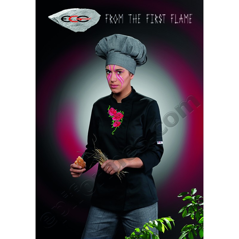 Chaqueta mujer cocina flores rosa Egochef - Ropa laboral para