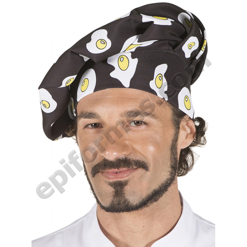 Gorro chef de cocina estampado con huevos fritos