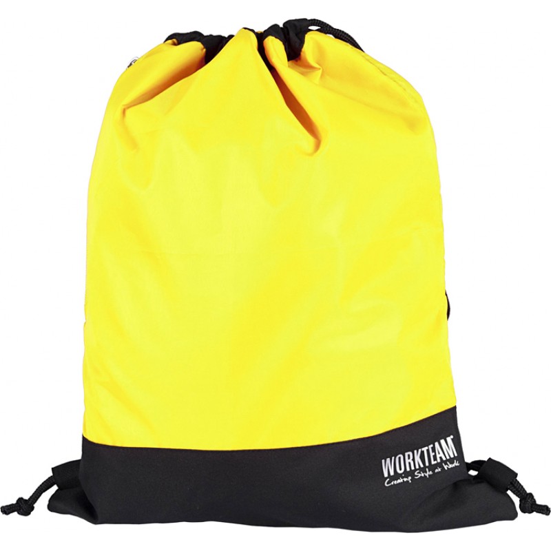 .Mochila cierre cordón en amarillo fluor