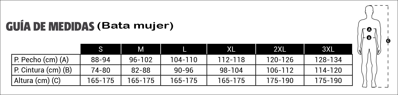 Tabla de medidas bata mujer