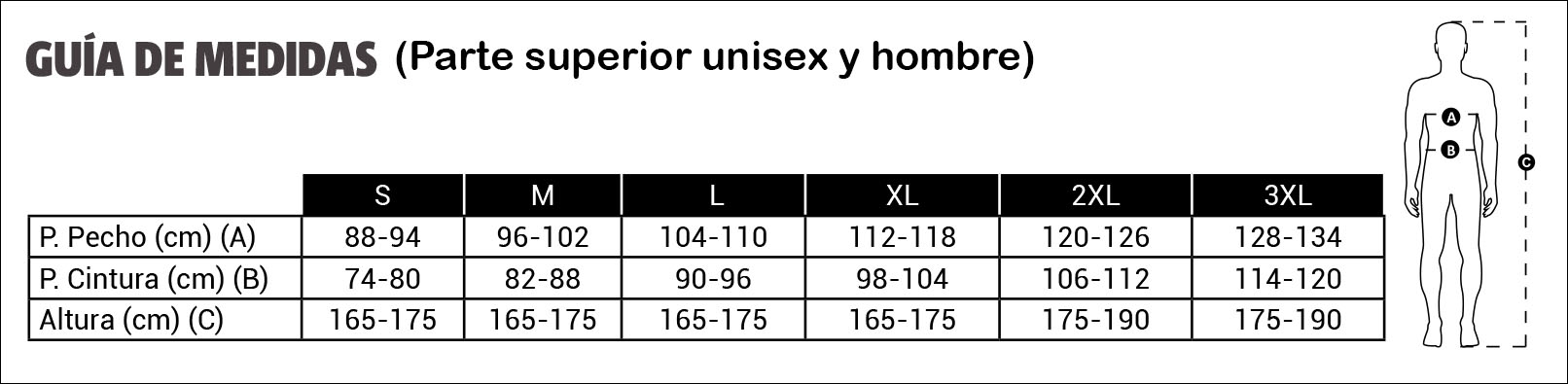 Tabla de medidas Monza Superior