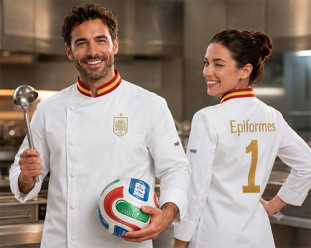 Chaqueta cocina blanca seleccion futbol espana mundial 2026
