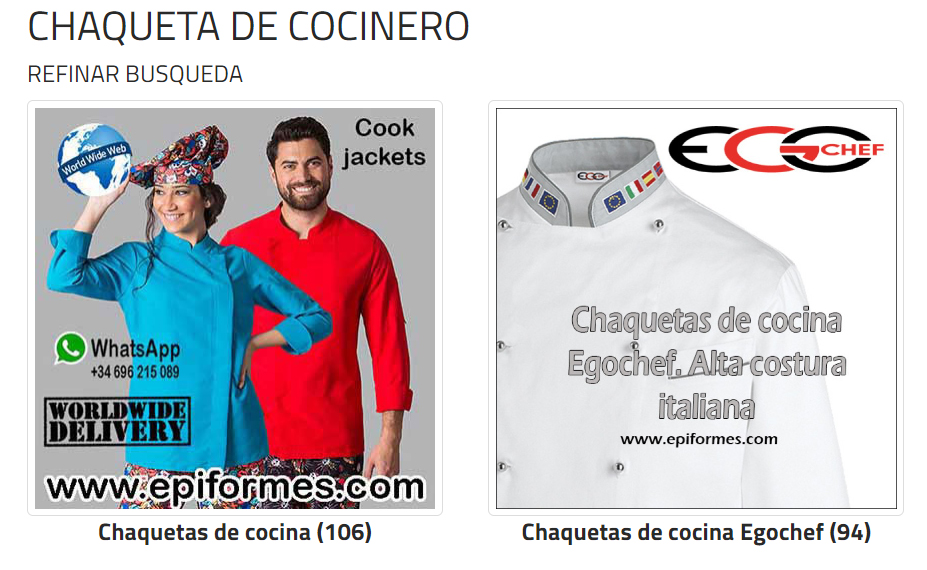 Visita nuestras web en busca de las chaquetas de cocinero