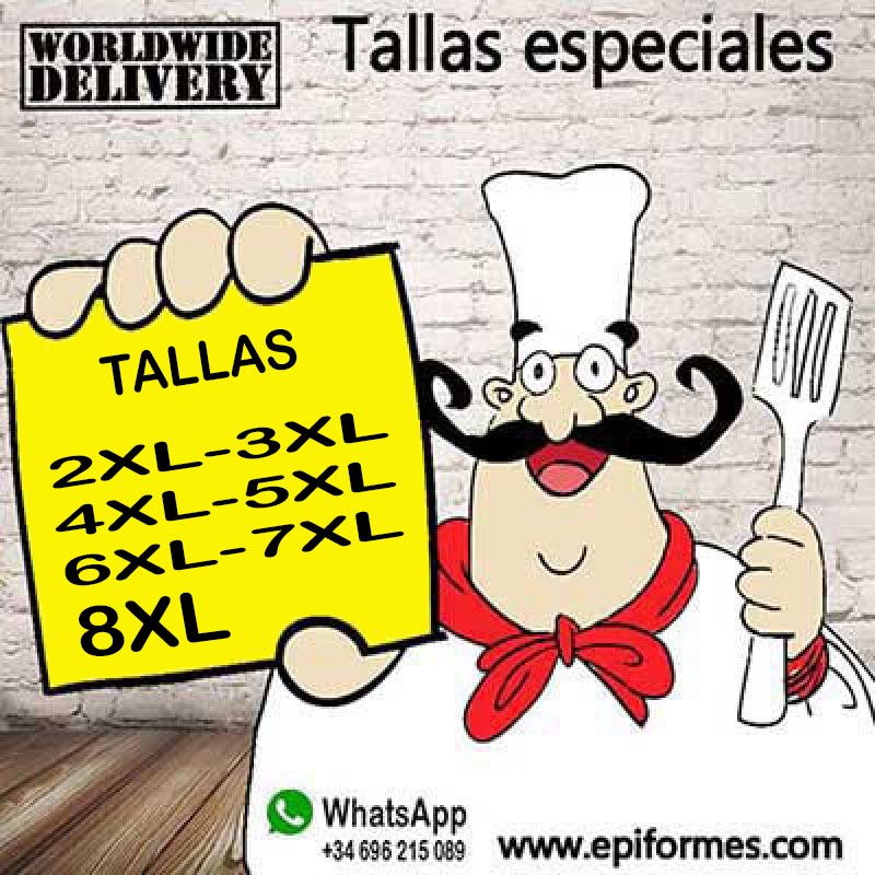 Chaquetas y pantalones de cocinero tallas extragrandes